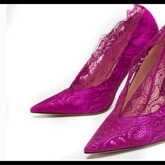 Zara Pink Lace pointy stiletto high heels - Picture 8 of 10